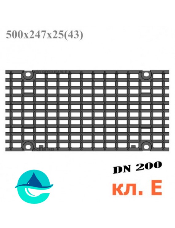 DN200 500/247/25 решетка чугунная ячеистая кл. E600