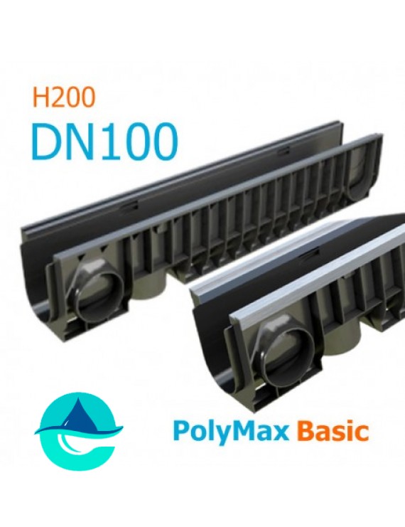 Лоток PolyMax Basic DN100 H200 - водоотводный пластиковый