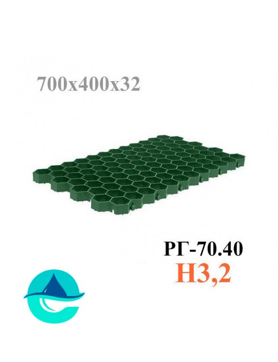 Решетка газонная Eco Standart РГ-70.40.3,2 - пластиковая зеленая