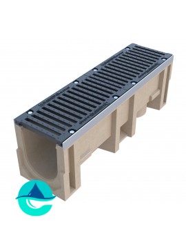 Лоток полимербетонный CompoMax Drive ЛВ-10.16.21-П водоотводный с решеткой щелевой РВ ВЧ кл.D (комплект)