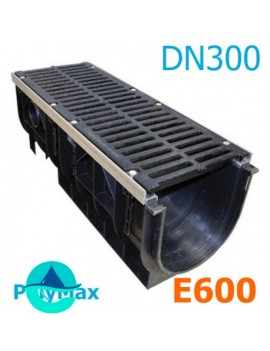 Лоток PolyMax DN300 H380 с чугунной решеткой, кл. E