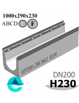 OPTIMA DN200, №0/2, высота 230 лоток бетонный водоотводный 