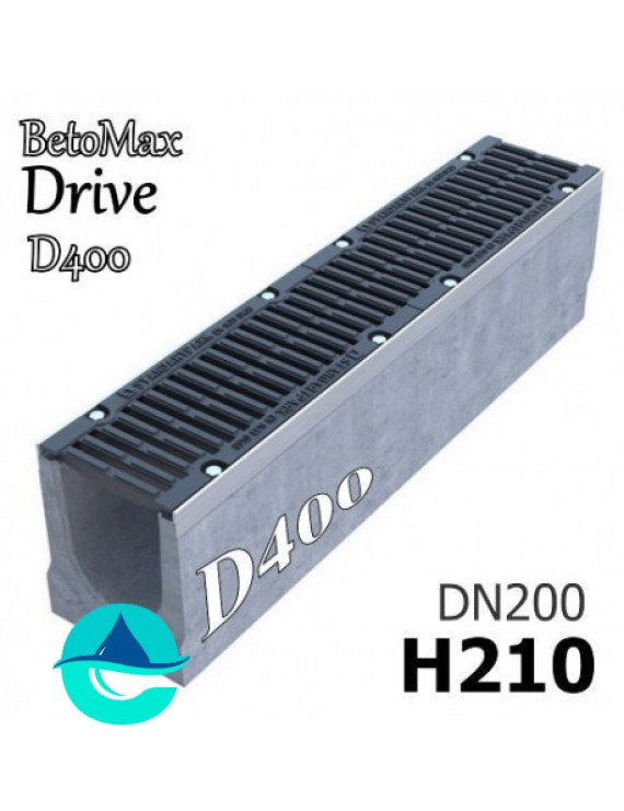 BetoMax Drive ЛВ-20.26.21-Б лоток водоотводный бетонный с решеткой чугунной щелевой ВЧ-50 кл. D