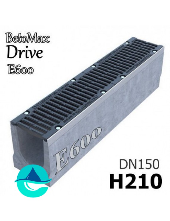 BetoMax Drive ЛВ-15.21.21-Б лоток водоотводный бетонный с решеткой чугунной щелевой ВЧ-50 