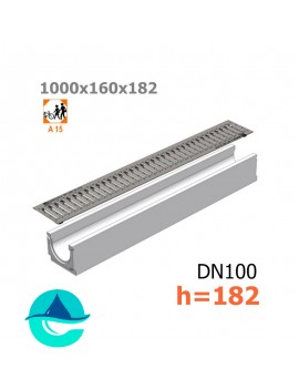 Лоток бетонный ЛВ-10.16.18,2 с решеткой штампованной оцинкованной